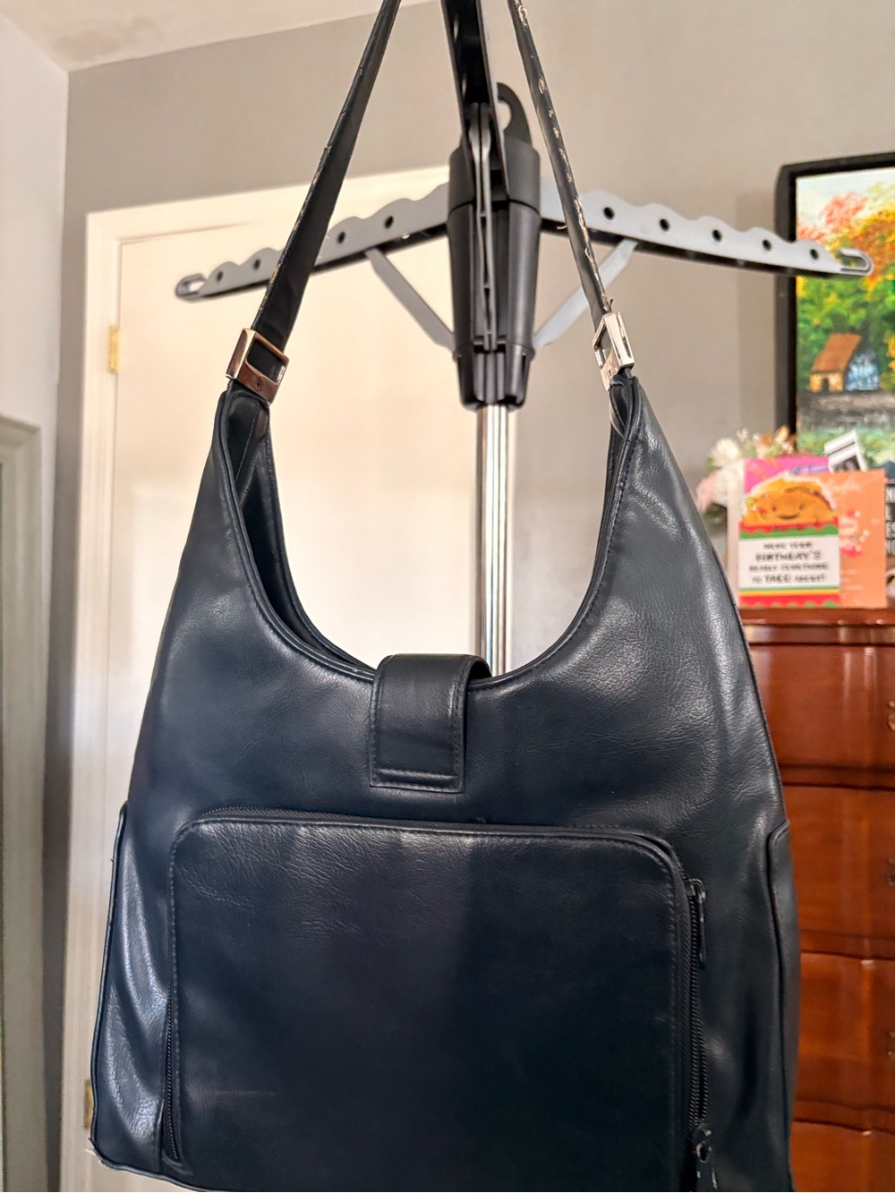 Vintage 90s Rosetti Navy Blue Leather Shoulder Bag